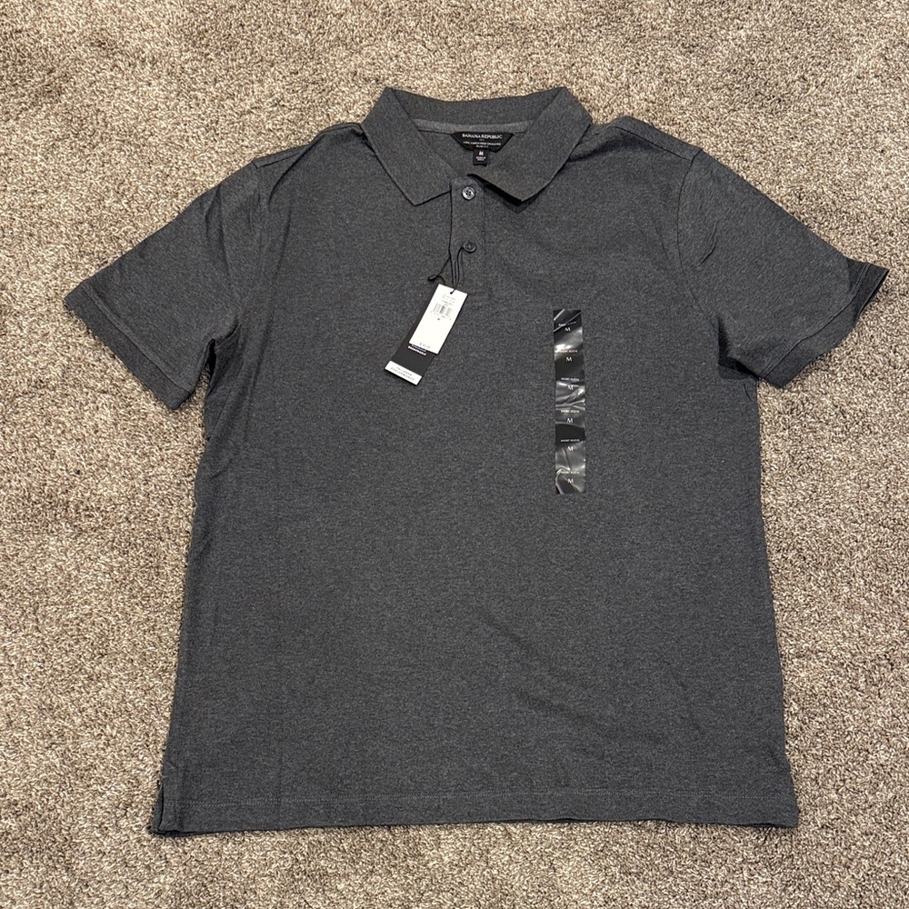 Banana Republic - Charcoal Luxe Touch Performance Slim Fit Polo Shirt - sz M NWT